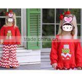 Boutique Remake Children Christmas Clothes Plain Red Top And Red Chevron Pants Set Girl Christmas Costumes thumbnail-5