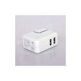 White Short-circuit Protection Mini Dual AC Charger Adapter / USB Car Chargers With 2 USB