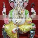 Indian Hand Crafted Art Lord Ganesha White Marble Statue Sculpture Handicraft Handmade Stature Stone thumbnail-1