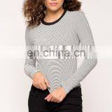 2017 New Fashion Custom Wholesale Long Sleeve Striped t Shirt for Women thumbnail-6