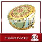 OEM Wholesale Cheap Promotional Souvenir Custom Made Various Crystal Decoration Circle Shape Gold Metal Mirror thumbnail-1