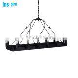 Декоративный большой промышленный подвесной потолочный люстра из черного кованого железа с LED лампами thumbnail-3