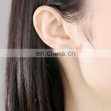 High Quality S925 Sterling Silver Fashion Crystal Jewelry Delicate Butterfly Stud Earrings thumbnail-4