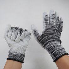 Striped Wave Black and White Polyester 13 Gauge Knitted pu Palm Coated Anti-static Safety Work Gloves thumbnail-4