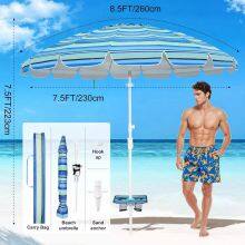 Wholesale OEM 8.5FT Large Beach Umbrellas With Table Outdoor Patio Umbrella Offset Pole Polyester Canopy Windproof Iron Base Sustainable UV50+ thumbnail-1