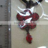 RHINESTONE PENDANT/CHARM NECKLACE W BLACK CORD thumbnail-1