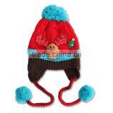 Newest Christmas Tree and Deer Head Applique Pigtail Pom Pom Baby Kids Knitting Winter Caps and Hats thumbnail-4