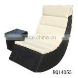 Garden Rattan Sunbed PE Rattan With Cushion and Pillow Boots Shape thumbnail-1