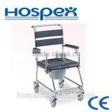 Flip-up Armrest Stainless Steel Commode Chair With Castor