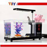 Mini Table Fish Tank, Electronic Clock on Table Lamp thumbnail-3