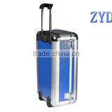 bright blue carry-on aluminum luggage case trolley flight box