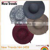 Fashion 2016 Leopard and Hound Tooth Check Printing Wool Felt Hat thumbnail-1