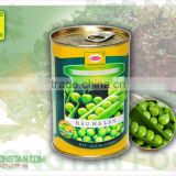 Canned green peas in 425ml tins