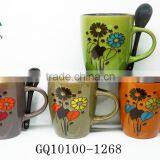 355cc stoneware coffee cup and mug with double glaze and silk-screen print