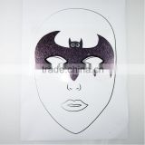 Custom Halloween cartoon Batman glitter temporary face mask tattoos for kids non toxic face sticker with fake eyes face tattoo