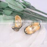 NEW Design Gold Cuff Earring, Pave Crystal Brass Golden Earring Jewelry thumbnail-4