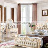 French Royal Style Leather Bed Luxury King Size Bed Room Furniture Bed Set thumbnail-1
