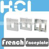 Network French Type RJ45 Keystone 2 Port Single Gang Faceplate Bezel thumbnail-1