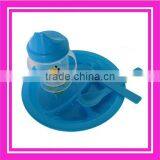 Round Plate 4pcs Blue Dinnerware Plastic Picnic Set thumbnail-1