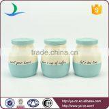 Newest Style Ceramic Canister Jars With Blue Lid thumbnail-1