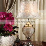 Living Room Bedroom Lamp Flower Pattern Glass and Crystal Table Lamp With Lampshade thumbnail-1