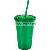 Double Wall Plastic Cups With Straw thumbnail-1