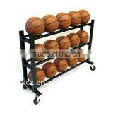 S6204 Metal 3-Tier 15 Ball Storage Display Rack With Wheels thumbnail-1