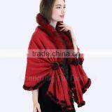 CX-B-P-69C Fox Fur Trim In Stock Multi Style Fashion Pashmina Cashmere Scarf thumbnail-4