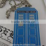 Punk Heavy Metal Fashion Doctor Who Box Blue Enamel 3D Tardis Blue Necklace thumbnail-3
