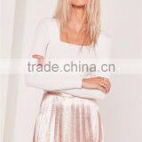 MGOO Plain White Women Silm Fit Knitwear Long Sleeve Sweater Square Neck Ribbed Jumper Private Brand thumbnail-2