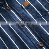 S33452W Children Cotton Long Sleeve Baby Striped Pure Color Jean Shirts thumbnail-4