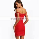 2016 New Arrival Designer Mature Women Dresses Online Party Clubwear Sexy Elegant Red Sweetheart Neck Lace Slim Bodycon Dress thumbnail-2