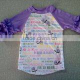 Wholesale Baby Clothes Cotton 3/4 Sleeve Ruffle Raglanbaby Icing Ruffle Top With Bunny Printed thumbnail-5