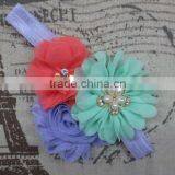 Fashionable Toddler Soft Chiffon Fabric Flowers Headband Good Quality thumbnail-3