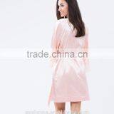 Elegant Tie-up Front Lace Trimmed Sleeves Kimono Robe Wholesale Satin Robe. thumbnail-4