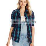 100% Cotton Long Sleeve Plaid Check Shirt/blouse thumbnail-3