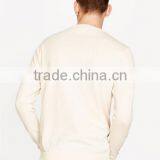Mens Plain White Long Sleeve Animal Print Pullover Sweater for Wholesale thumbnail-3