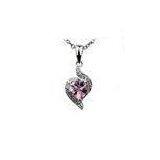 Lady 925 Sterling Silver Heart Pendant micropave setting With Pink , White Stone For Gift IP1157