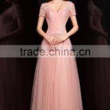 A-line Queen Anne Floor-length Satin with Beading Evening dress prom gown Party dress P024