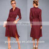 2017 New Design Slim Fit Long Sleeve Midi Shirt Dress thumbnail-1