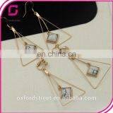 Europe and the United States Fashion Jewelry Triangle Synthetic Green Pine Natural Stone Long Earrings thumbnail-3
