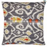 Indian Cotton Kantha Cushion Cover Ikat Print Embroidery Home Decor Sofa Pillow Case