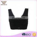 Fashion black lace front zipper breathable wholesale high impact sports bra