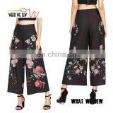 Wholesale Botanical Print Zip Side Wide Leg Pants For Women thumbnail-1