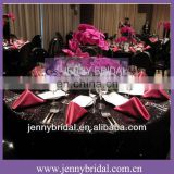 NP008E Black sequin table linen and Hot pink taffeta table napkin