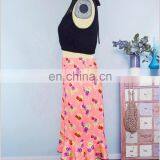 Mother Daughter Matching Dresses 2pcs Pink Floral Skirt Black Lace Top Women Clothing Summer Set thumbnail-6