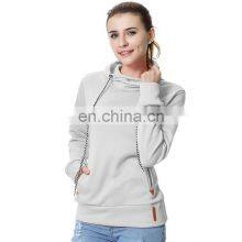Wholesale Custom Women's Hooded Sweater Long Sleeve Casual Loose Sports Pure Color Hoodie Casual and Comfortable thumbnail-4