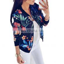Spring and Autumn Women's New Fashion Slim Floral Zipper Baseball Jacket thumbnail-1