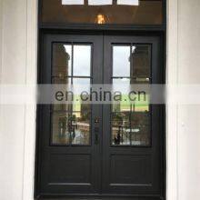 Apartment Custom French Design North American Metal Frame Kick Plate Tempered Safety Glass Exterior Modern Iron Front Doors thumbnail-4