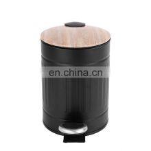 High Fashion 5 Liters BSCI Factory Embossed Storage Trash Can Bamboo Design Black Garbage Bin